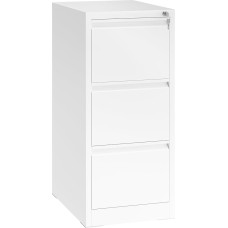 YITAHOME Filing Cabinet with 3 Lockable Drawers, Tilt-Proof Rolling Filing Cabinet with Wheels for Home Office, Under Desk Filing Cabinets, White, 62 x 46 x 103 cm