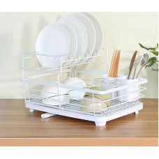 VIDECOR Dish Dryer - Dish Rack for Kitchen Counter with Cutlery Holder, Durable Stainless Steel, Dish Rack for Various Tableware, Easy Installation, Compact, B