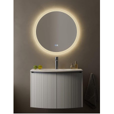 HOROW Vonios veidrodis 60 cm, su šildomu veidrodžiu nuo rūko, apvalus vonios veidrodis su apšvietimu, su jutikliniu jungikliu, keičiamais šviesos diodais, reguliuojamu apšvietimu, šilta balta - šalta balta - neutrali spalva