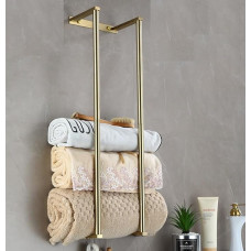 Rankšluosčių laikiklis vonios kambariui, sieninis rankšluosčių laikiklis, nerūdijančio plieno vonios rankšluosčių laikiklis, kuriame telpa 6 vonios rankšluosčiai ir rankšluosčiai (auksinis)