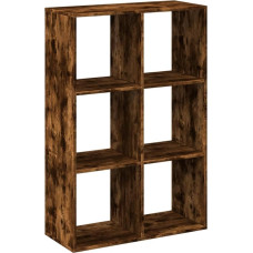 vidaXL Room Divider, Bookcase, Standing Shelf, Room Divider for Living Room, Bedroom, Office, Cube Shelf, 6 Compartments, Smoked Oak Wood Material