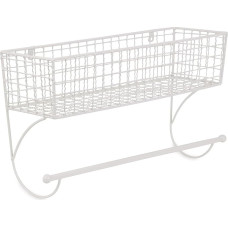 DII Rustic Farmhouse Bathroom Decor Metal Storage Large Towel Rail Antique White