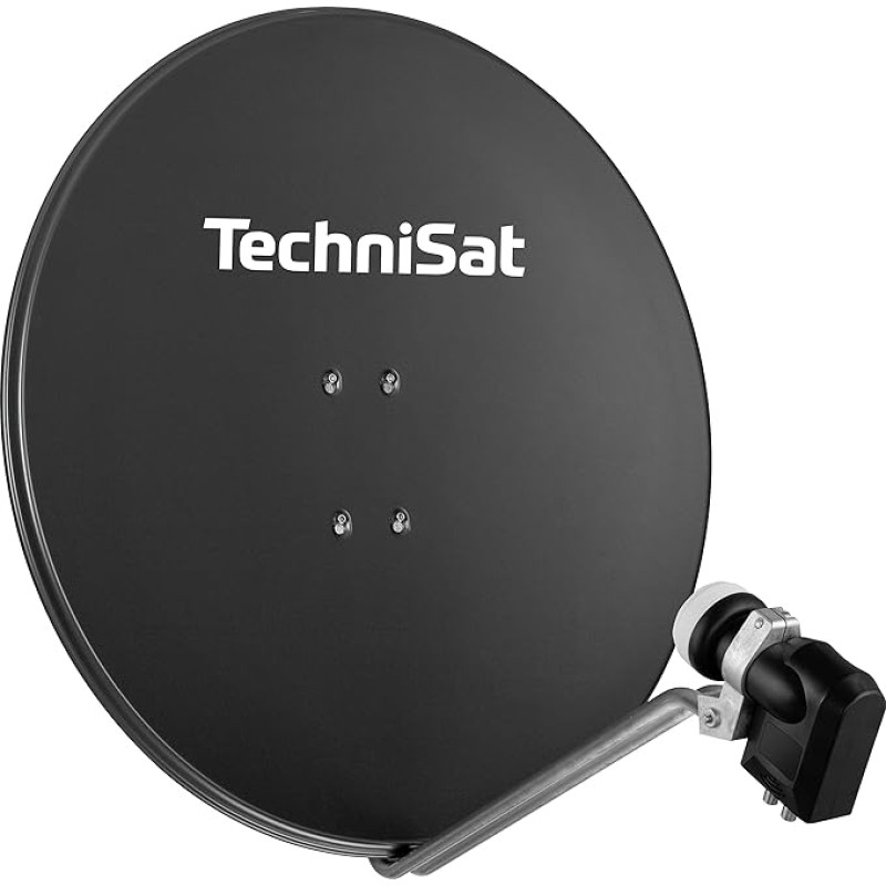 TechniSat SATMAN 850 PLUS - Satellitenschüssel mit LNB (85 cm Sat Anlage mit Masthalterung und 40mm Universal-Quattro-LNB, Multischalter wird benötigt) grau