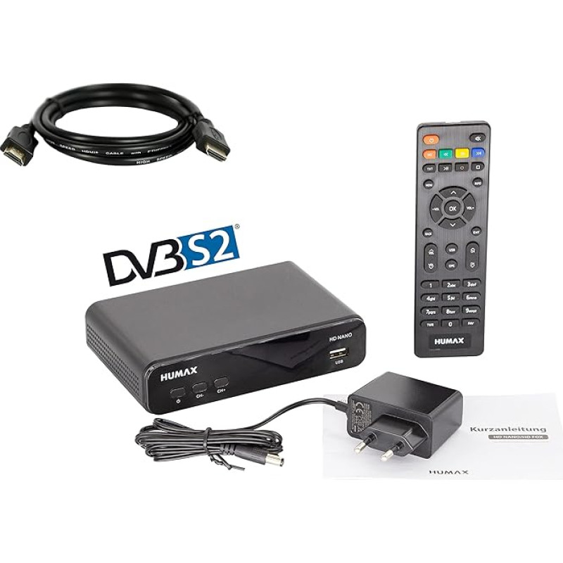 HUMAX HD Nano Digital HD Satellite Receiver with Pre-Installed Station List Including HDMI Cable and Remote Control, HDMI and SCART Connection, Dolby Digital Output for Impressive Music Experience