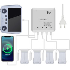 LYONGTECH akumuliatoriaus įkroviklis, skirtas DJI Mini 4/3 Pro, Mini 3 dronui, 6 in 1 lygiagretaus akumuliatoriaus įkroviklio koncentratorius, akumuliatoriaus įkrovimo stoties priedai