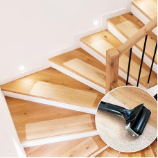KARAT Transparent Stair Mats for Stairs – Pack of 15 – 60 x 10 cm, Non-Slip Strips Self-Adhesive Including Mounting Roller – Stair Treads Mats for Wooden Stairs, Non-Slip Strips Stairs (Henri)
