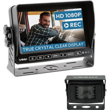 VSG 24 Reversing Camera 7 Inch HD Professional Set Including IP69K Camera, Monitor, Cable - Waterproof Night Vision 12V-24V Easy Installation / Robust Reversing System for Car Caravan Truck Trailers