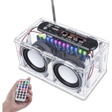 DONGKER DIY Electronic Speaker Soldering Kit Bluetooth Kit with FM Radio, Mini Home Stereo Sound Amplifier with LED Indicator Light DIY Radio Kits Speaker Box with Remote Control