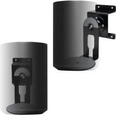 shinar Metal Set of 2 Wall Brackets Compatible with Sonos Era 100, Swivelling up to 360°, Tiltable -70°/+70° Rotation without Adjusting Screws with Cable Management Max. 12 kg, Black