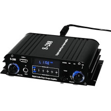 4.1 Channel Amplifier, 1200 W Mini HiFi Stereo Amplifier, Bluetooth 5.0 for Home Speakers 35 W x 4 from 110-240 V to DC 12 V with USB/Microphone/FM with Remote Control