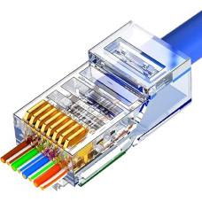 VIVOCH 50 Pcs Cat6 RJ45 Pass Through Connectors, Cat6 RJ45 Pass Through Plugs, Cat6 Crystal Unshielded RJ45 Ends UTP 8P8C Modular Network Plug Connector