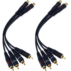 Create Idea 4 x Gold Plated Aluminum Alloy RCA Female to 2 RCA Male Adapter