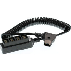 D-Tap Male B to 4-Port Female D-Tap P-Tap Hub Adapter Splitter for Photography Power (Straight Line) (Coiled Cable)