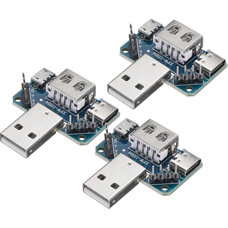 sourcing map 3 x 4 Pin USB Adapter Board Micro Type-C Male to Female Adapter Board with Pin Header