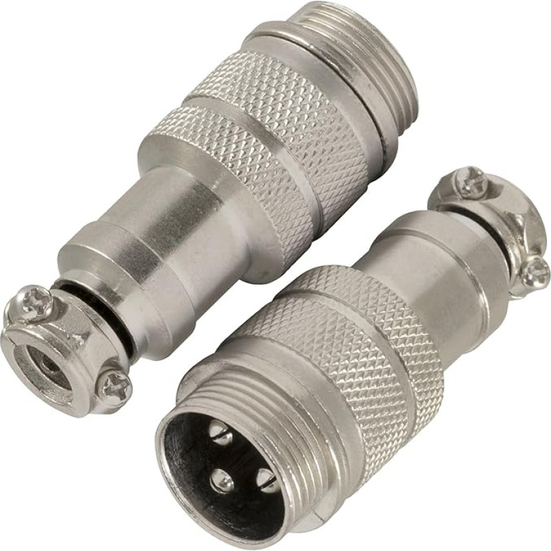 AЕRZETIX - C69051 - Set of 2 Micro Aviation Connectors Male GX16 3-Pin for Cable - for Soldering