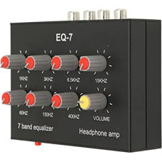 Tonysa 7 Band Sound Equalizer, Output Input, 12dB High Bass Adjustment, Dual Channel Digital Equalizer, 3.5mm Interface, for Recording, Streaming, Podcasting