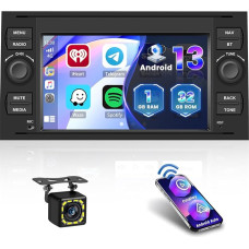 Hikity Android Car Radio for Ford Transit Focus Fusion Fiesta Mondeo Kuga Galaxy C-Max S-Max Connect, Wireless Carplay Android Car, Touchscreen Car Radio with GPS WiFi Reversing Camera