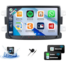 OiLiehu 2+64G Android 13 CarPlay Android Car Radio for Renault Dacia Duster Sandero Captur Lodgy Symbol Logan Dokker 8 Inch Touchscreen with Bluetooth GPS FM RDS WiFi SWC HiFi/EQ Reversing Camera