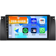 2G + 64G CAMECHO Android 13 Car Radio for BMW 5 E39 E53 M5 X5 (1996-2007) with Navi Carplay Android Car, Double DIN Car Radio with 9 Inch Screen Bluetooth RDS/FM MirrorLink