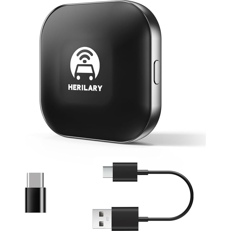 Adelagnes Android Car Wireless Adapter and Carplay Wireless Adapter, 2024 Wireless Carplay Adapter 2-in-1 Converts Wired CarPlay and Android Car to Wireless, Black