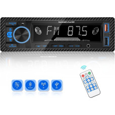 CAMECHO Car Radio 1 DIN Bluetooth Hands-Free Kit 60W MP3 Player Support USB/AUX-IN/FM Radio + Button Lighting + Remote Control