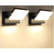 Kingwei Pack of 2 60 W LED Outdoor Wall Lights, 5000 Lumens, Warm White, 3000 K Outdoor Lamp with 360° Swivelling LED Panel, Waterproof IP65 Wall Light, Indoor Wall Light