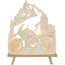 SAICO Dekoratyvinė šviesa Spitze Motorrad Friend 30 x 41 x 6 cm - LED medžio meno kūrinys 