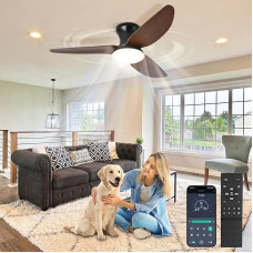 Ceiling Fan with Lighting and Remote Control, App Control, 100 cm Ceiling Light with Fan Quiet, LED Lamp Fan with Reversible DC Motor, 6 Gears, for Bedroom, Living Room
