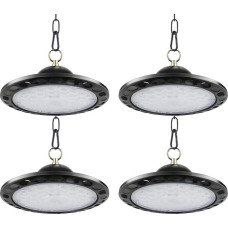 100W UFO LED Workshop Light, 12800LM 6000K Super Bright LED Indoor Light, IP66 Waterproof Workshop Light, Industrial Workshop Lamp for Garages, Warehouses, Workshops, Factory Lighting - Pack of 4