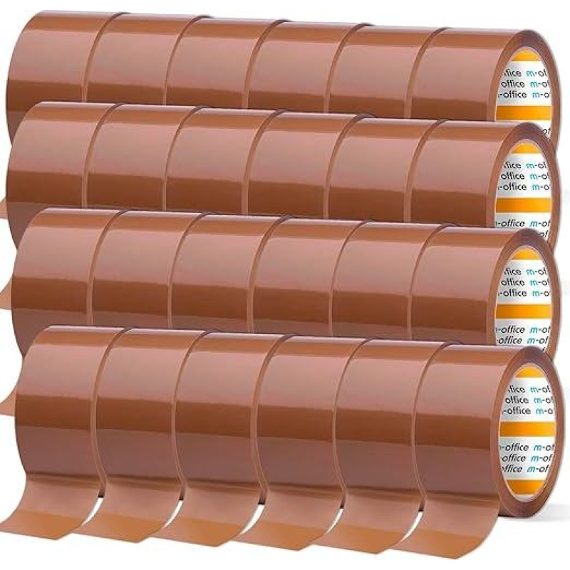m-office lipni juosta, rudos spalvos juosta, juostos ritinėlis kartoninei pakuotei, gabenimui, perkraustymui ir amatams, saugus ir stiprus sandarinimas, juosta (24 vnt., 48 mm x 66 m)