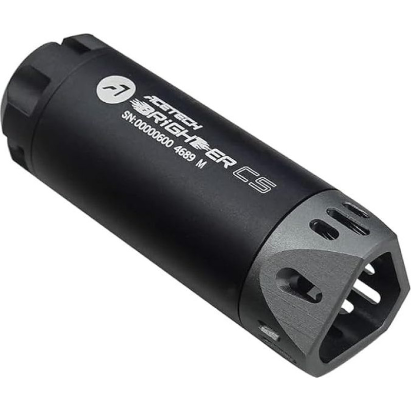 ACETECH Airsoft sekimo įtaisas Brighter CS 14 mm CCW neigiamas sriegis nuo M14 iki M11+, tinkamas žaliems/gelio BBS, LED RGB/šviesos (Brighter CS Black/Grey - Beam Tracer)