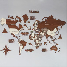iwa concept 3D World Map Wooden Wall Map Housewarming Gift Wall Art Decor Travel Map Birthday Gift (M Standard - 39