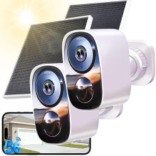 2K Outdoor Surveillance Camera, Battery Solar Camera, Cloud/Memory Card, 2.4G-5G GHz, WLAN Wireless Outdoor Surveillance Camera with 2-Way Audio, Motion Detection, Coloured Night Vision, IP66