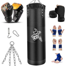 Prorobust Heavy Punching Bag for Adults, Teenagers, Children, Indoor/Garden, Unfilled Punching Bag Set with Boxing Gloves, Wraps, Chain, Ceiling Hook for MMA, Kickboxing, Muay Thai, Karate, Taekwondo