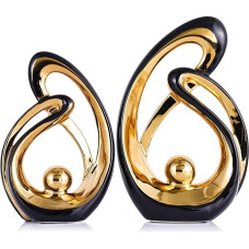 Šiuolaikinio abstraktaus meno keramikos dekoro statulos ir skulptūros Vandenyno bangos statulos stalo apdailai Valgomasis Gyvenamasis kambarys Biuro centrinis elementas Juodos ir auksinės spalvos dekoro kavos staliukų kolekcijos