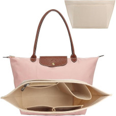 Longchamp L rankinės organizatoriai, Longchamp rankinės organizatoriai, rankinių organizatoriai, veltinio rankinių organizatoriai su keliomis kišenėmis, sulankstomų rankinių organizatoriai, įdedamų piniginių organizatoriai (smėlio spalvos, M)