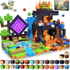 Magnetinių statybinių kaladėlių 300 dalių rinkinys: Montessori magnetinis žaislas - Magnetiniai kaladėlės STEM dovana vaikams nuo 3 metų.