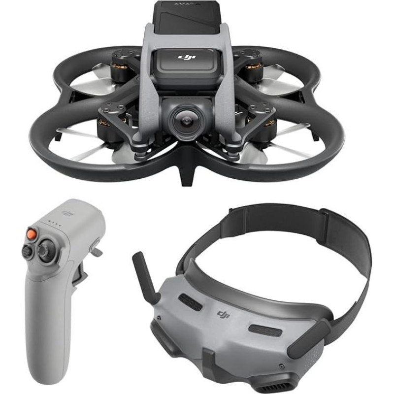 DJI Avata Pro-View Combo (DJI RC Motion 2) - bepilotis skraidantis kvadrokopteris su stabilizuotu 4K vaizdo įrašu, 155° apžvalgos lauku, avariniu stabdymu ir skrydžiu kabant, įskaitant naująjį RC Motion 2 ir DJI akinius 2