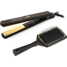 Corioliss C-Style | Hair Straightener with Titanium Plates | Temperature 165-220°C | Ion Technology | Straightening & Waving | With Paddle Brush | Fast Heating | Twist Cord | Leopard Gold