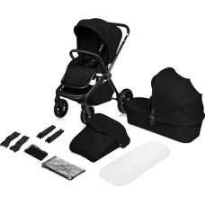 LIONELO Mika Plus 2-in-1 vežimėlis 0-48 mėn. iki 22 kg Kūdikių vonelė iki 9 kg, reguliuojama nugarėlė ir kojytės, AiryDots, pagalvėlės, 360° kampu besisukantys PU ratai, XXL gaubtas