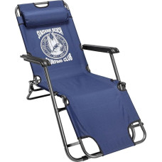 JEMIDI sulankstomas gultas nuo saulės, sodo gultas su rankomis ir atlošu galvai, lengvas sulankstomas gultas sodui, balkonui, stovyklavietei, maks. 120 kg apkrova, mėlyna/balta