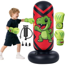 Standing Inflatable Punch Bag for Children with Boxing Gloves and Pump, Standing Punch Bag for Karate Taekwondo MMA, Punch Ball from 3-8 Years, Gift for Boys and Girls