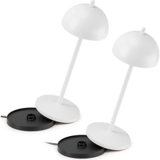 LVL Set of 2 EvaG Wireless Table Lamps - LED Touch Dimmable Lamp for Indoor/Outdoor Use IP65 - Light Temperature from 2200 to 3000 K, Long Service Life, Aluminium, White