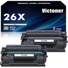 VICTONER tonerio kasetė, suderinama su HP 26X CF226X 26A CF226A Laserjet Pro MFP M426fdw M426fdn M426dw M402n M402dn M402dw M402dw M402d M402d M402 M426 serijos spausdintuvu, juoda, 2 vnt.