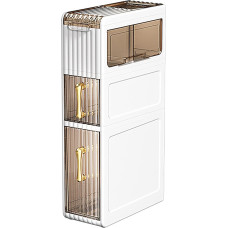 MAGIC SELECT Narrow Bathroom Organizer.Auxiliary Cabinet with Wheels for Tight Spaces.Side Cabinet with 3 Compact Drawers for Toilet Paper, Detergent, Bathroom Accessories