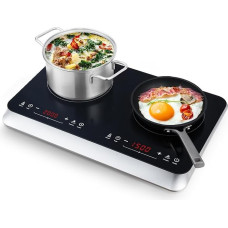 Induction Hob 2 Plates, Double Induction Hob 3500 W, 10 Temperature Levels, 9 Power Levels, Booster Function, 4-Hour Timer, Touch Control, Black