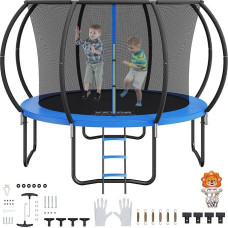 VEVOR vaikų sodo batutas, skersmuo 376/442/175 x 126 cm, vidaus ir lauko batutas, batutas su 360° saugos tinklu, amortizuojantis smūgius, lauko batutas