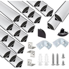 Black LED Aluminium Profile for LED Strips/Strips, 20 x 1 m V Shape Aluminium Profile Corner Profile Aluminium Profiles, Strip Channel Diffuser with Milky White Cover, Mounting Clips (No LED Strip)