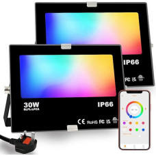 HEKEE LED RGB potvynių žibintai Lauko 300W ekvivalentas Išmanusis spalvų keitimas Programėlės valdomas laikas IP66 Vandeniui atsparus JK kištukas (2 vnt.)