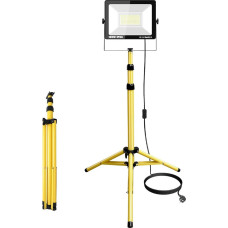 LED statybinis prožektorius Darbo prožektorius su trikoju 100 W Willpower LED prožektorius 10000 lm LED prožektorius Teleskopinis trikojis stovas Statybinė lempa IP66 LED darbo šviesa 5 m kabelis dirbtuvėms Garažas Sodas